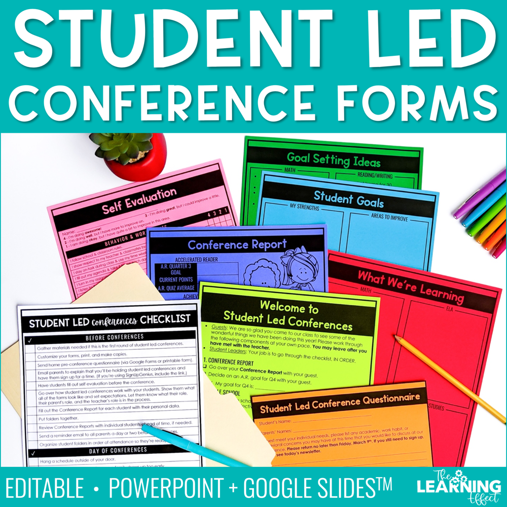 Student Led Parent Teacher Conference Templates | Editable Printable Forms