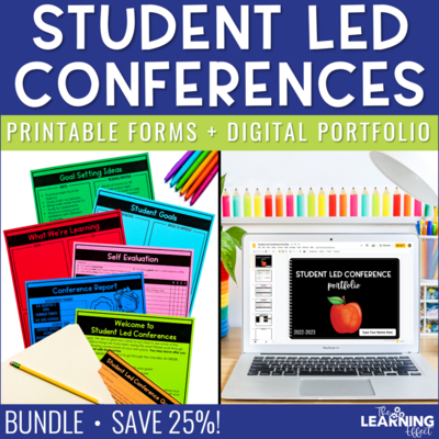 Student Led Parent Teacher Conference Forms + Digital Portfolio BUNDLE