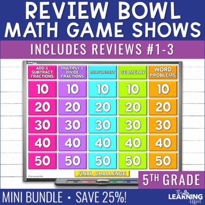 5th Grade Math Review #1-3 Game Shows | End of Year Test Prep Activities BUNDLE