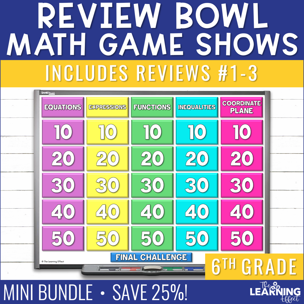6th Grade Math Review #1-3 Game Shows | End of Year Test Prep Activities BUNDLE