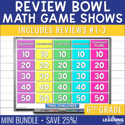 6th Grade Math Review #1-3 Game Shows | End of Year Test Prep Activities BUNDLE