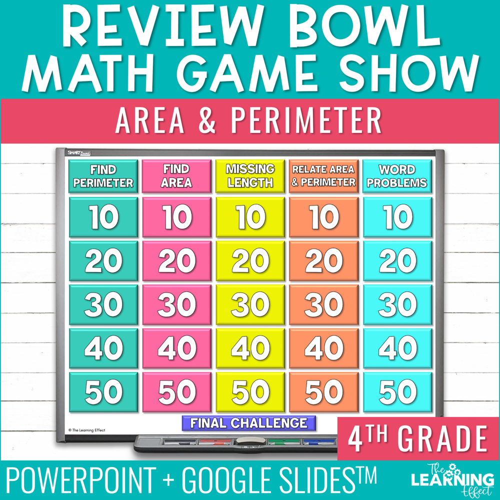 Area and Perimeter Game Show | 4th Grade Math Test Prep Activity