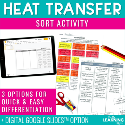 Heat Transfer Sort Activity | Printable and Digital Google Slides