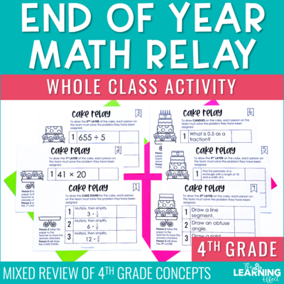 End of the Year Math Game for 4th Grade | Relay Review Test Prep Activity