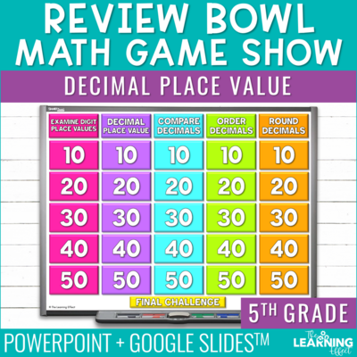 Decimal Place Value Game Show | 5th Grade Math Test Prep Activity