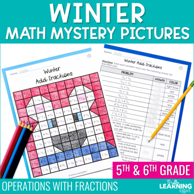 Winter Math Worksheets Mystery Picture Activities