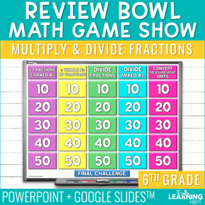 Multiplying and Dividing Fractions Game Show | 6th Grade Math Test Prep Activity