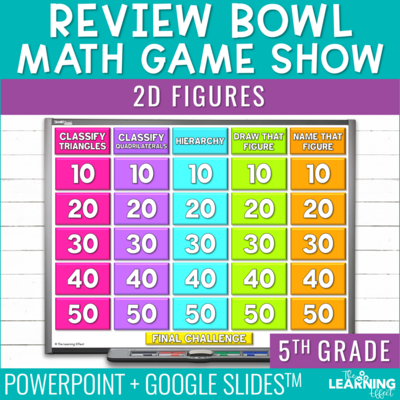 2D Figures Shapes Game Show | 5th Grade Math Test Prep Activity