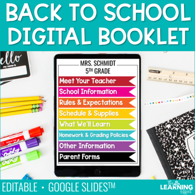 Back to School Digital Google Slides Booklet | Parent Information Flip Book