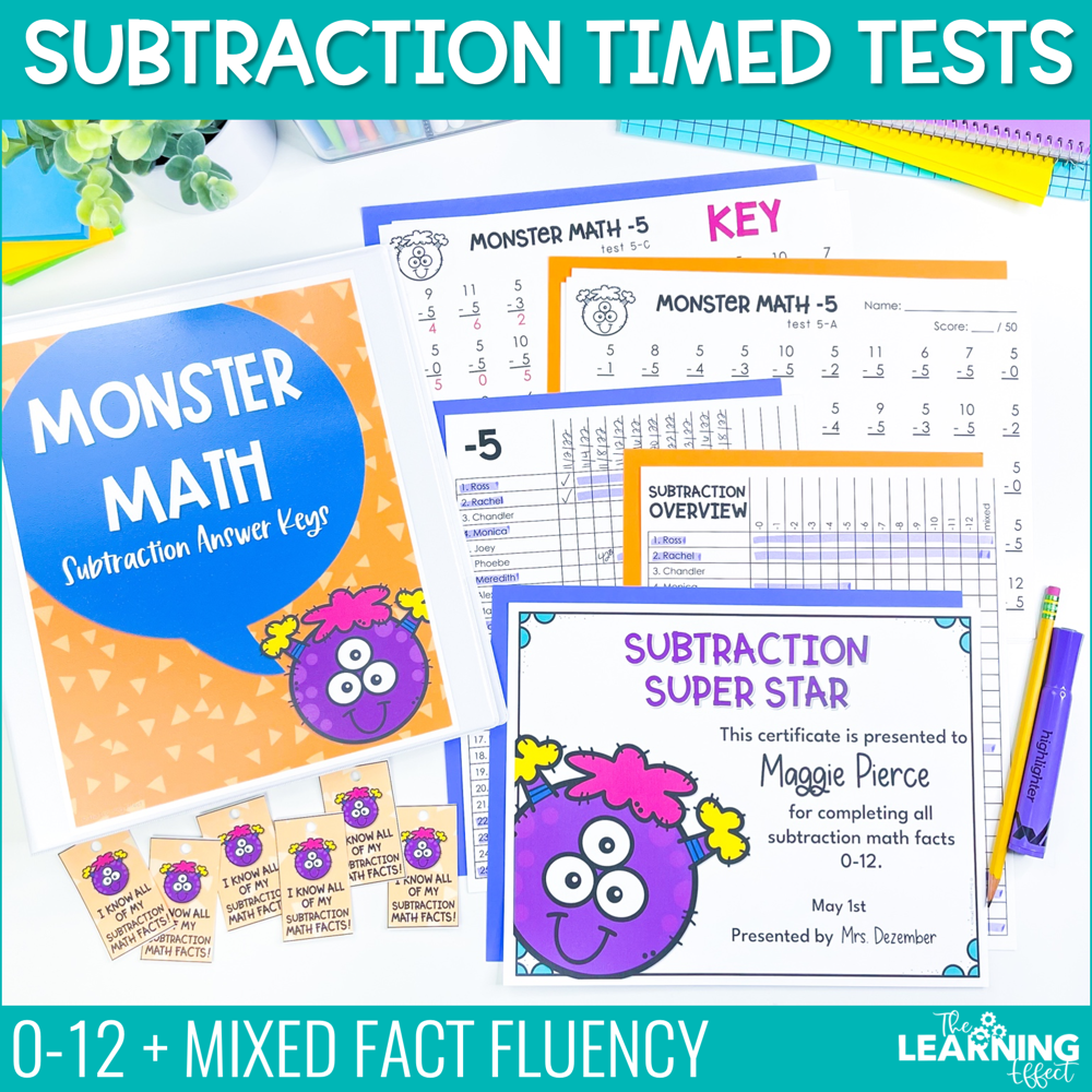 Subtraction Timed Tests | Math Fact Fluency Worksheets