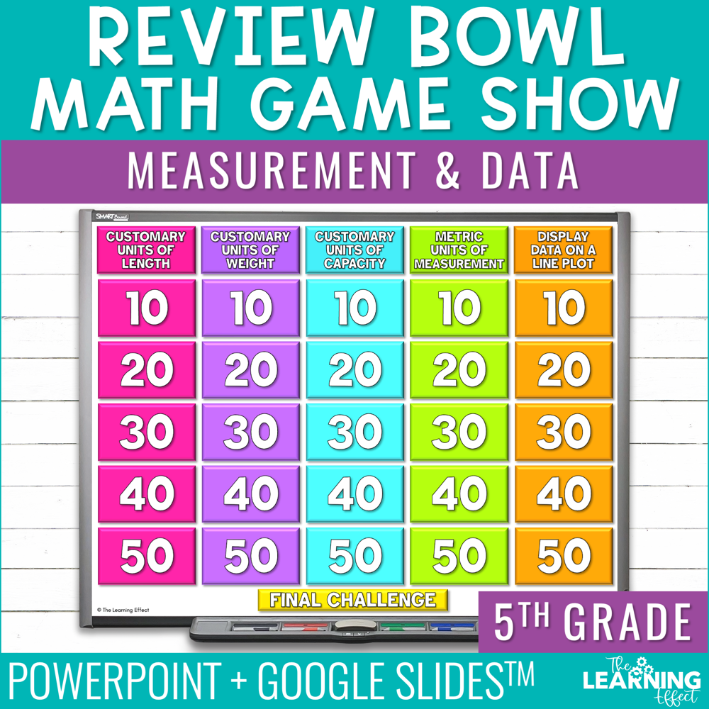 Measurement and Data Game Show | 5th Grade Math Test Prep Activity