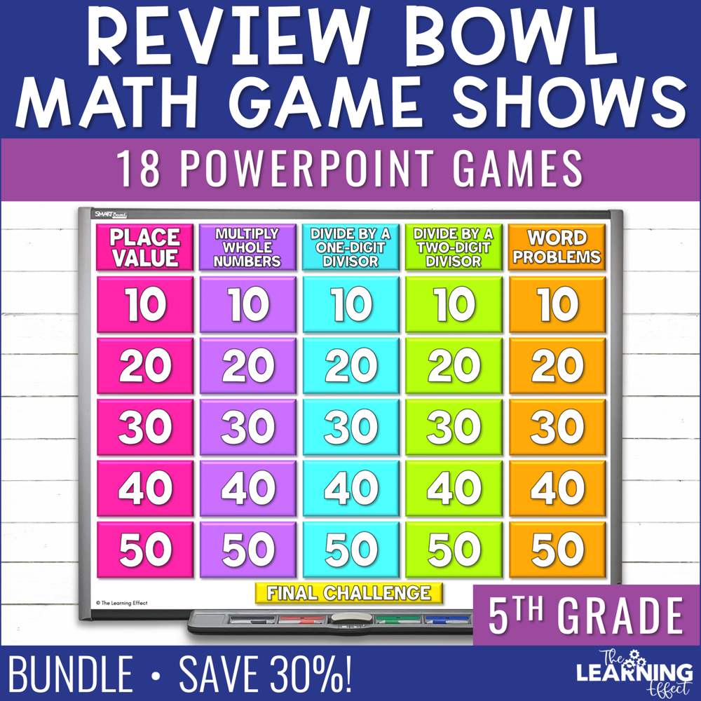 5th Grade Math Game Show Test Prep BUNDLE | All Standards Review Activity