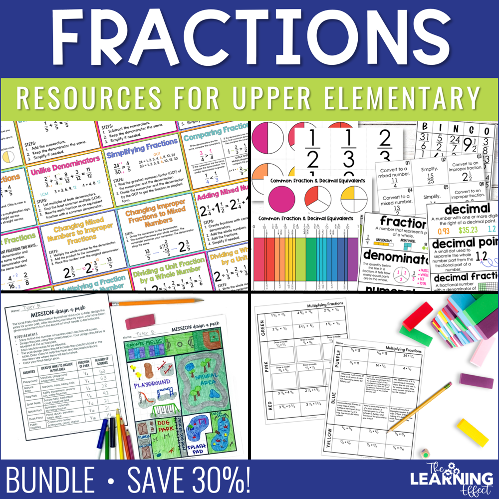 Fraction Resources BUNDLE | Posters Games Word Wall Activity