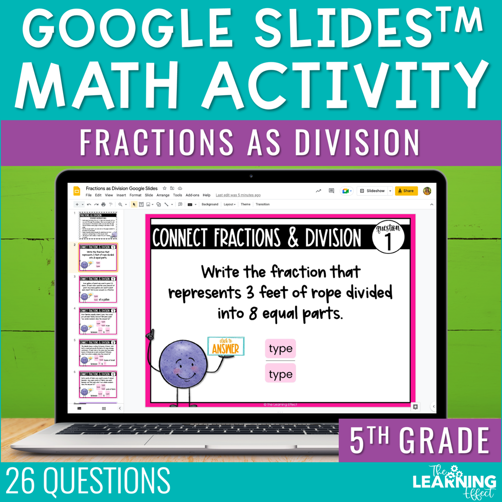 Fractions as Division Google Slides | 5th Grade Digital Math Activity