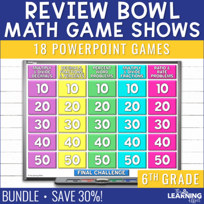 6th Grade Math Game Show Test Prep BUNDLE | All Standards Review Activity