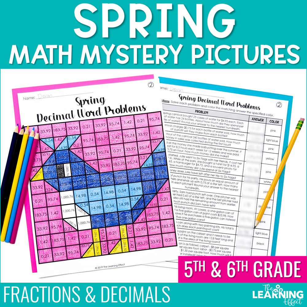 Spring Math Worksheets Mystery Picture Activities