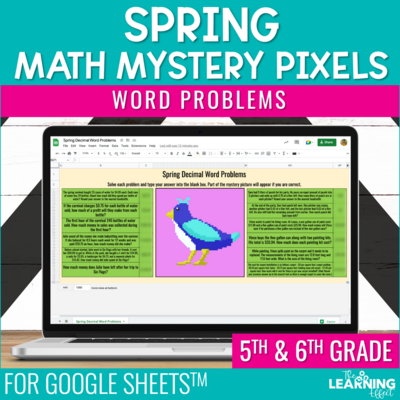 Spring Math Activities Digital Mystery Pixel Art Google Sheets