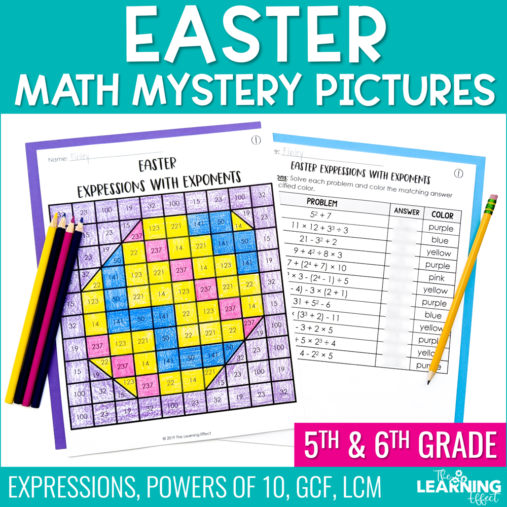 Easter Math Worksheets Mystery Picture Activities