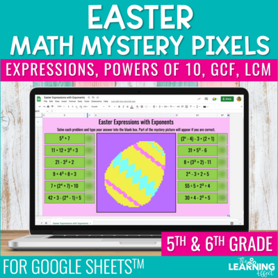 Easter Math Activities Digital Mystery Pixel Art Google Sheets