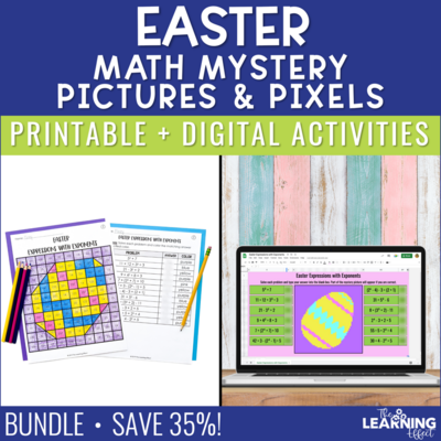 Easter Math Activities Mystery Picture & Pixel Art BUNDLE | Print + Digital