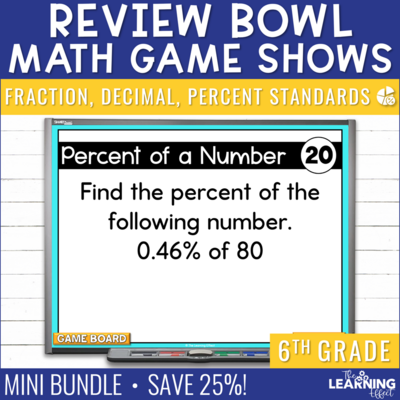 6th Grade Math Fraction Decimal Percent Game Shows | Test Prep Activities