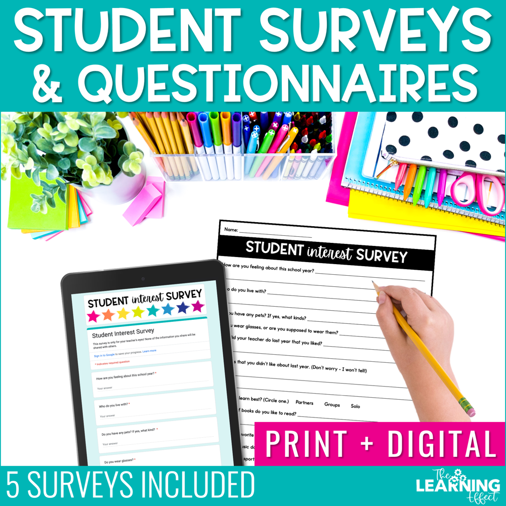 Student Surveys and Questionnaires for Back to School