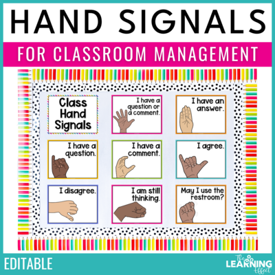 Hand Signals Editable | Classroom Behavior Management Posters