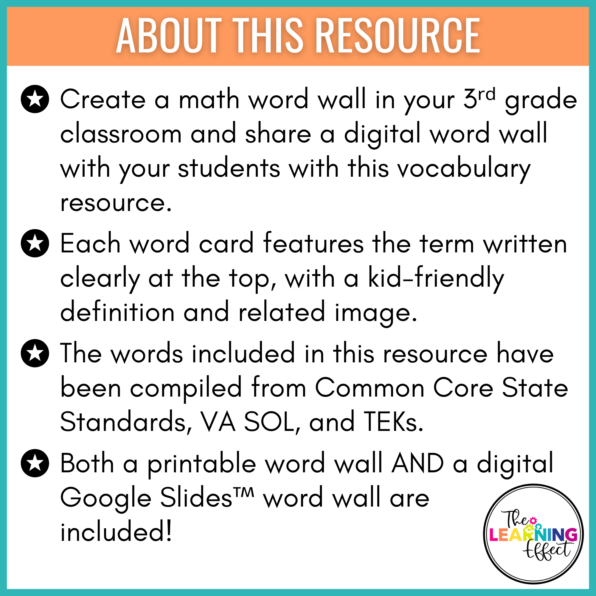 Math Word Wall Cards for Third Grade- Common Core Standards