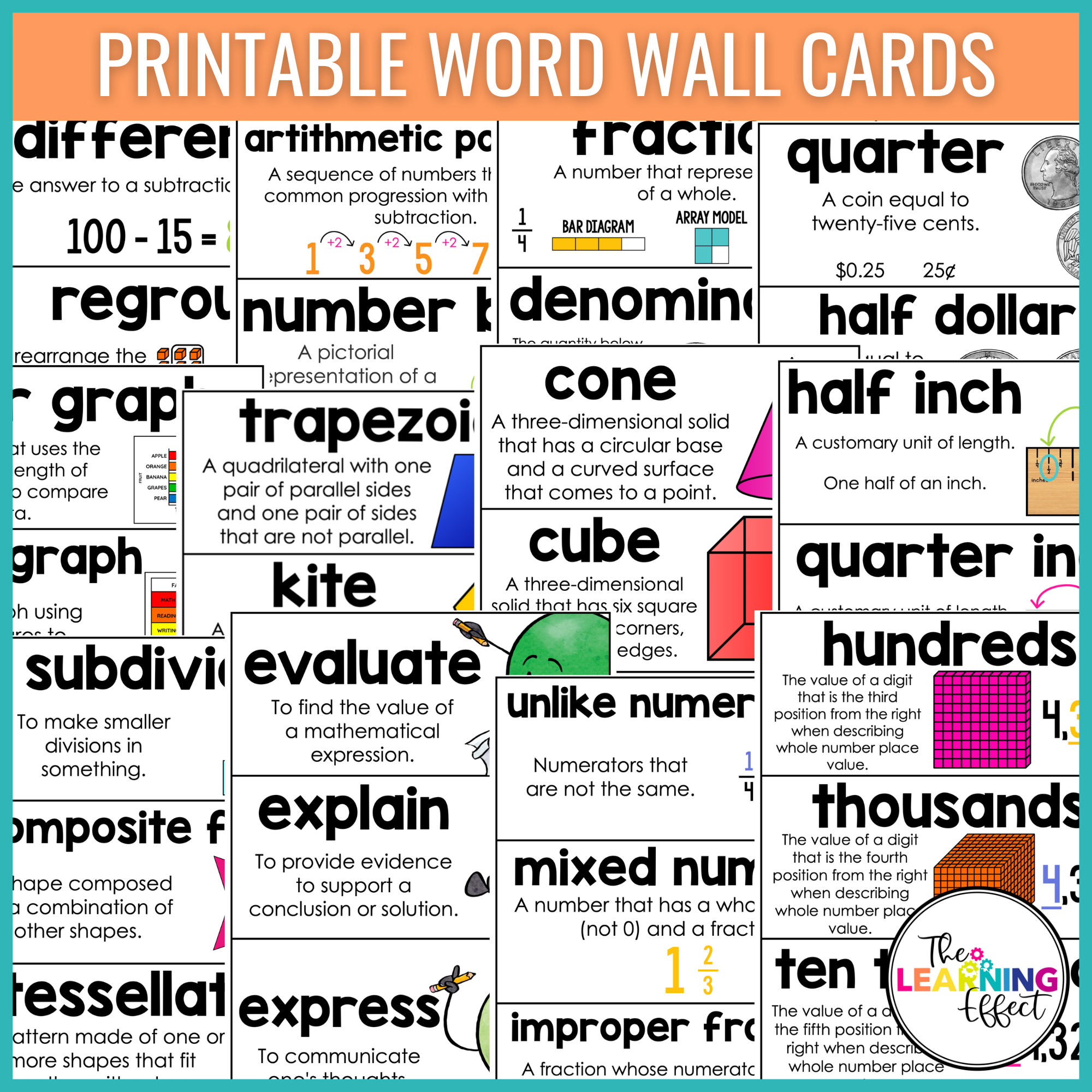 Math Word Wall Cards for Third Grade- Common Core Standards