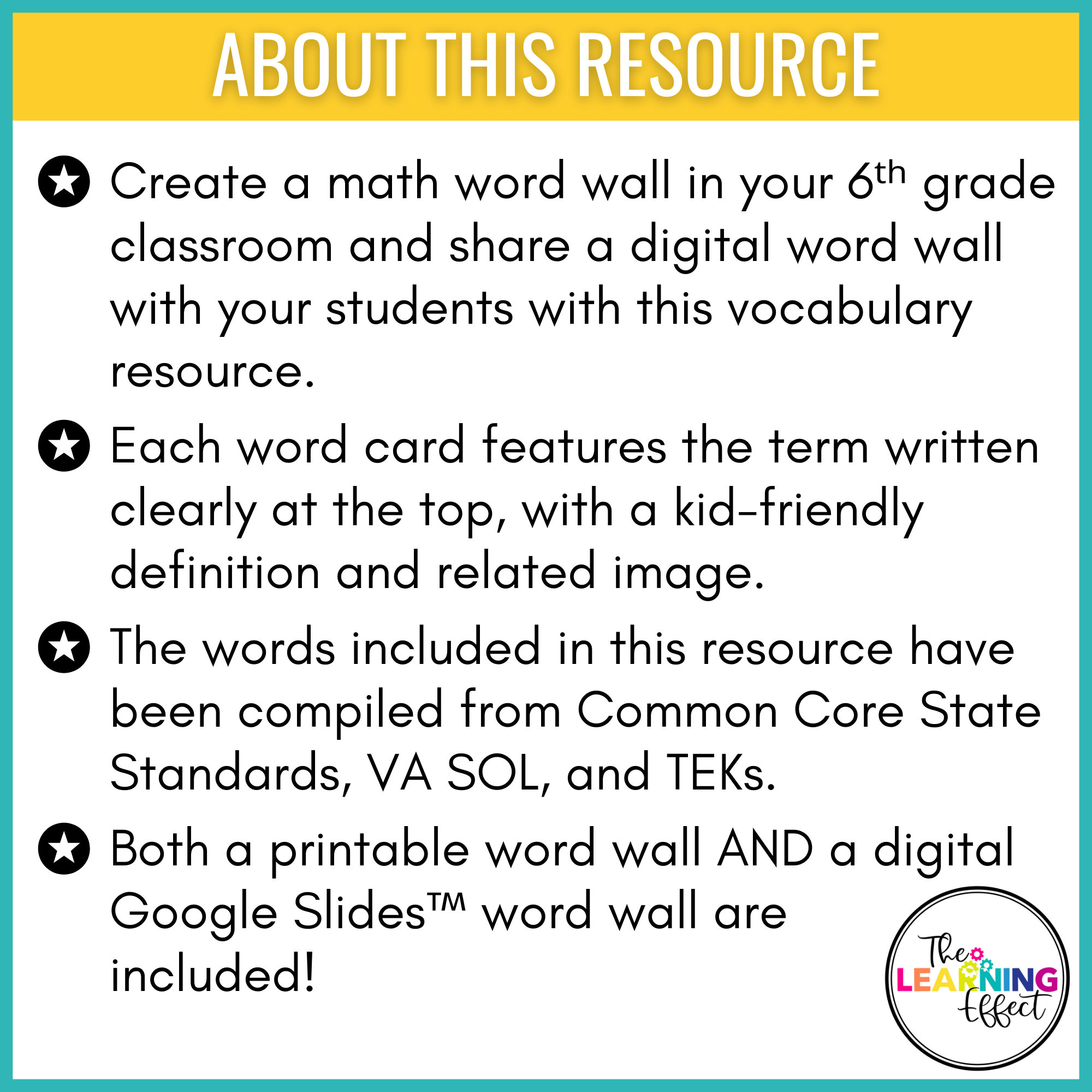 Math Word Wall 6th Grade - Editable - Zebra Print