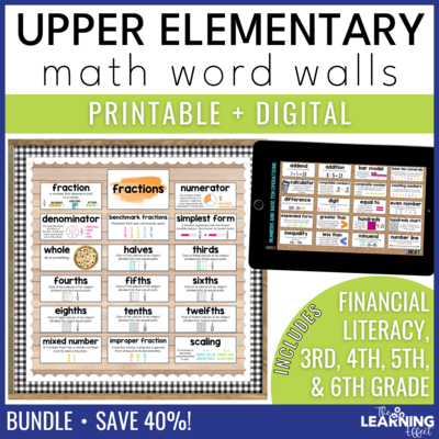 Upper Elementary Math Word Walls BUNDLE | Printable and Digital Google Slides