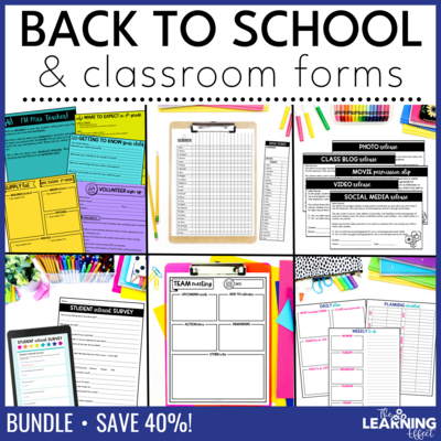 Back to School and Classroom Forms Checklists Printables BUNDLE