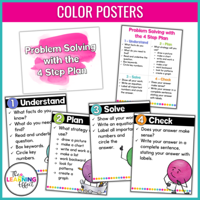 Math Problem Solving Strategies Anchor Chart Posters