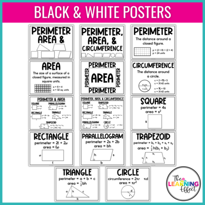 Perimeter Area Circumference Formula Posters