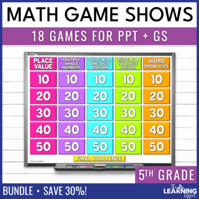 5th Grade Math Game Show Test Prep BUNDLE | All Standards Review Activity
