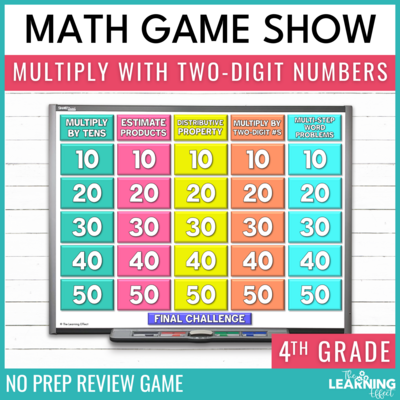 Multiply with Two-Digit Numbers Game Show | 4th Grade Math Test Prep Activity