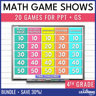 4th Grade Math Game Show Test Prep BUNDLE | All Standards Review Activity
