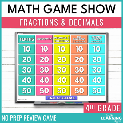 Fractions and Decimals Game Show | 4th Grade Math Test Prep Activity