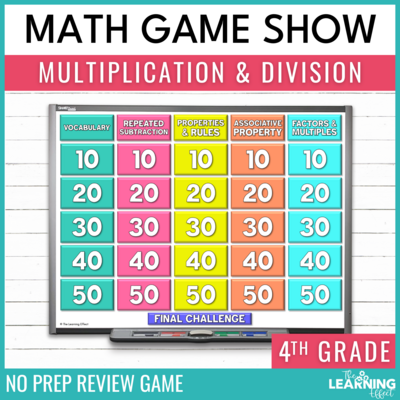 Multiplication and Division Game Show | 4th Grade Math Test Prep Activity