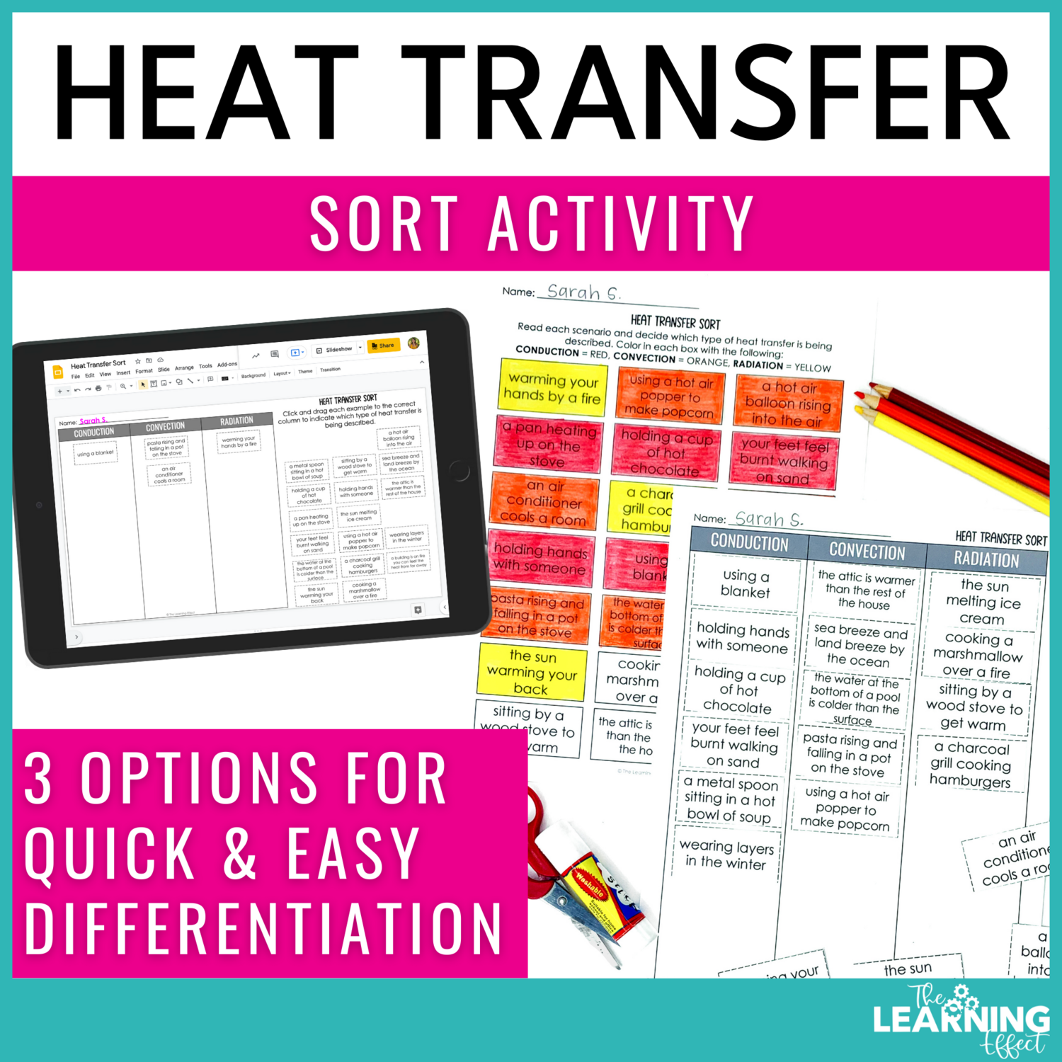 Heat Transfer Sort Activity | Print + Digital | Conduction Convection Radiation