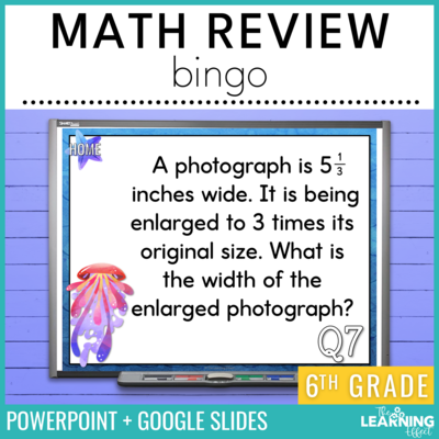 6th Grade Math Review Bingo Game | Print + Digital Test Prep Activity