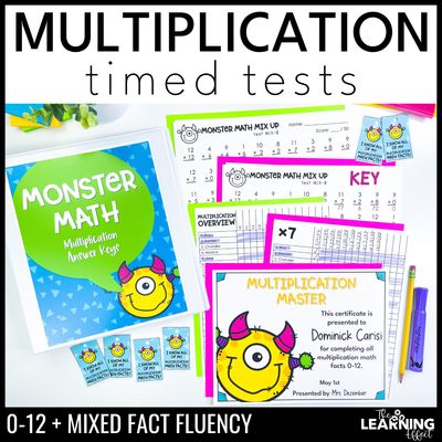 Multiplication timed tests | math fact fluency practice worksheets and tracker