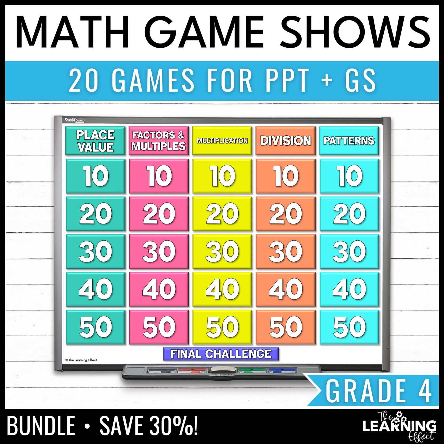4th grade math game show bundle | all standards test prep review activities