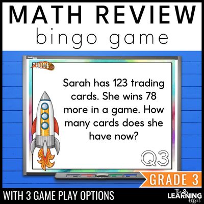 3rd grade math spiral review bingo game | end of year test prep activity