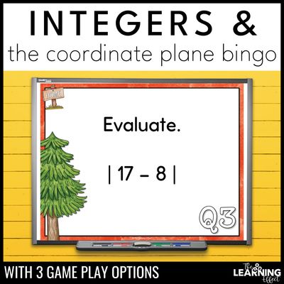 Integers and the coordinate plane bingo game | math review activity
