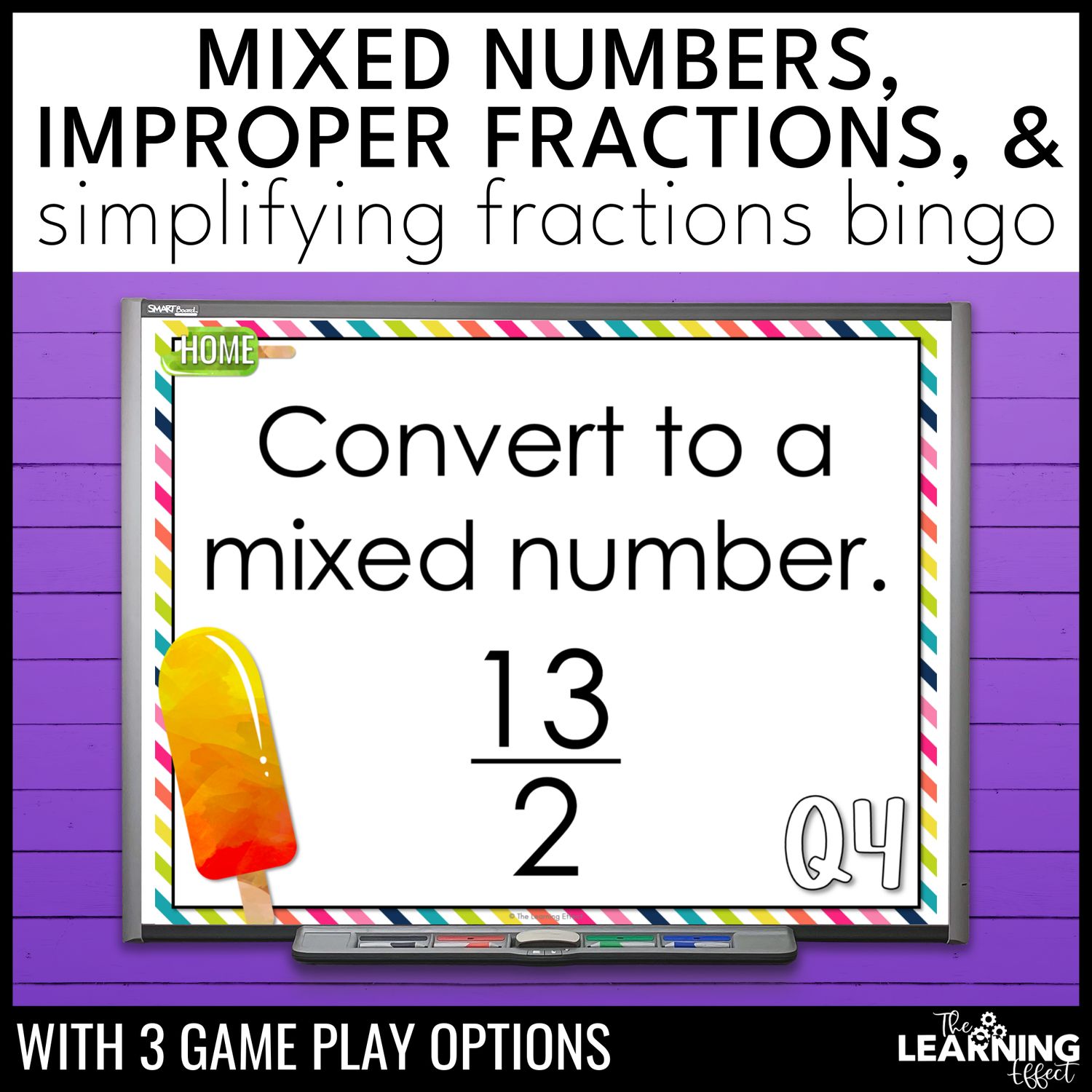 Mixed numbers improper fractions simplifying bingo game | math review activity