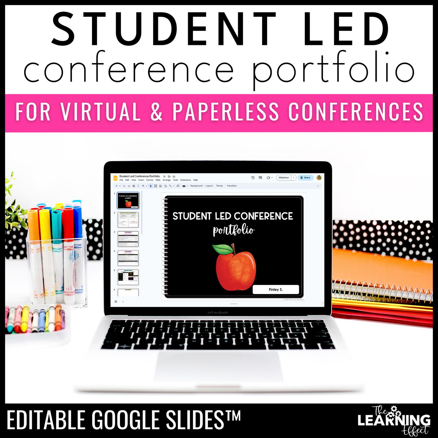 Student led conferences google slides | editable digital portfolio virtual forms
