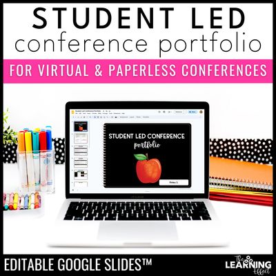 Student led conferences google slides | editable digital portfolio virtual forms
