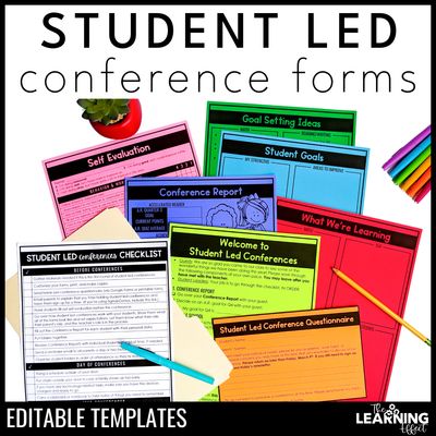 Student led parent teacher conferences forms | editable templates reminders