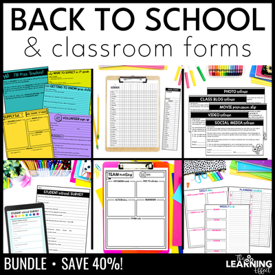 Back to school forms | classroom checklists printables | parent packet bundle